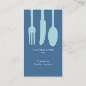 Cutlery Cafe Carte de visite (bleu foncé) (Devant)