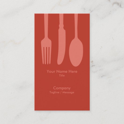 Cutlery Cafe Carte de visite (Dk Retro Red) (Devant)