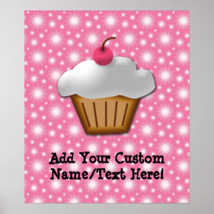 Cutout Cupcake met roze Cherry bovenaan Poster
