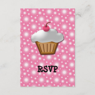 Cutout Cupcake met roze Cherry bovenaan RSVP Kaartje