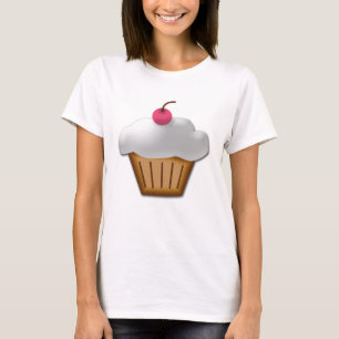 Cutout Cupcake met roze Cherry bovenaan T-shirt