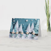 Cutout Elves in the Snow Personalized Christmas Kaart (Voorkant)
