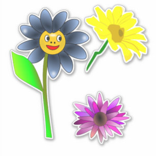 Cutout Happy Flowers vinyl sticker blad