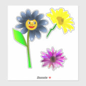 Cutout Happy Flowers vinyl sticker blad (Vel)