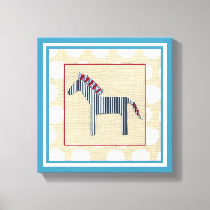 Cutout Zebra op Cream Background Canvas Afdruk