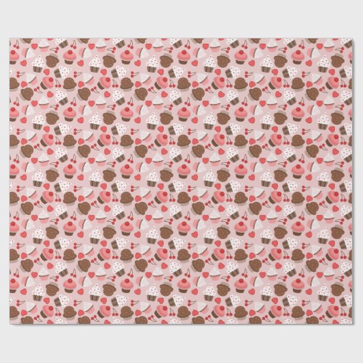 Cutrofielen, harten en kersen cadeaupapier (Vlak)