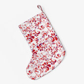 Cutrorood wit bloempatroon kleine kerstsok (Achterkant (Hangend))