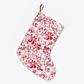 Cutrorood wit bloempatroon kleine kerstsok (Voorkant (Hangend))