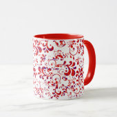 Cutrorood wit bloempatroon mok (Voorkant rechts)