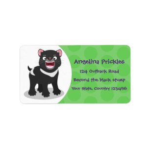 Cutrovende Tasmaanse duivelse cartoon illustratie Etiket