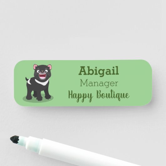 Cutrovende Tasmaanse duivelse cartoon illustratie Naamplaatje (In situ)