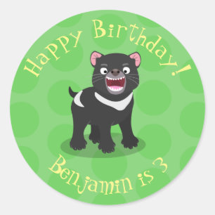 Cutrovende Tasmaanse duivelse cartoon illustratie Ronde Sticker