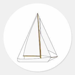 Cutter zeilboot illustratie ronde sticker