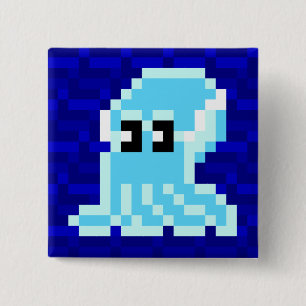Cuttle Scuttle Blue Cuttlefish Badge Vierkante Button 5,1 Cm