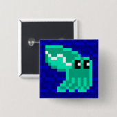 Cuttle Scuttle Lulu the Green Cuttlefish Badge Vierkante Button 5,1 Cm (Voorkant /achterkant)