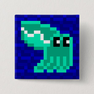 Cuttle Scuttle Lulu the Green Cuttlefish Badge Vierkante Button 5,1 Cm