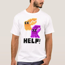 Cuttlefish bedreigt 'Help'. Pixel Art Mannen T-Shi T-shirt