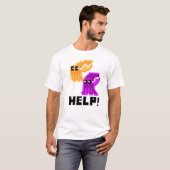 Cuttlefish bedreigt 'Help'. Pixel Art Mannen T-Shi T-shirt (Voorkant volledig)