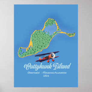 Cuttyhunk eiland Gosnold, Massachusetts kaart Poster