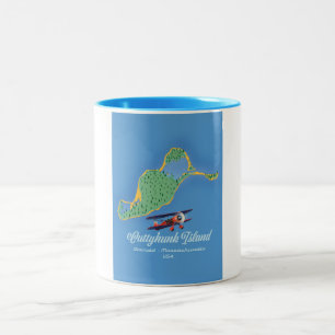 Cuttyhunk eiland Gosnold, Massachusetts kaart Tweekleurige Koffiemok