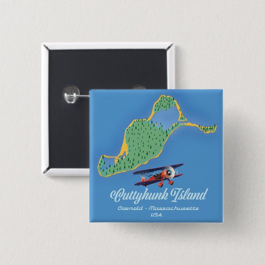 Cuttyhunk Island Gosneld, Massachusetts map Vierkante Button 5,1 Cm (Voorkant /achterkant)