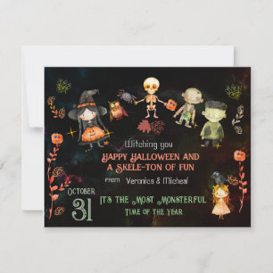 CUTY MONSTER HALLOWEEN Vakantiekaart Feestdagenkaart