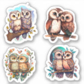 CUVE LOVE OWL VALENTINES STICKERS (Devant)