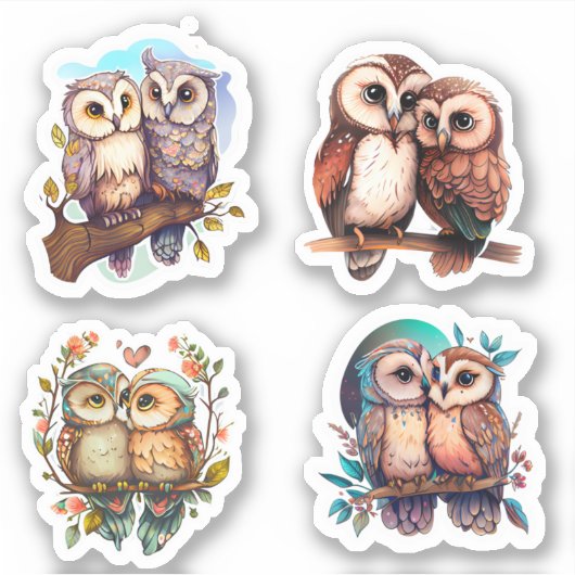 CUVE LOVE OWL VALENTINES STICKERS (Devant)