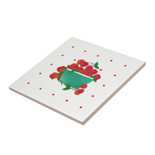 Cuvette de carreau de céramique de cerises (Côté)