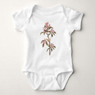 Cuvier's Kinglet Audubon Vogel op Roze Bloem Romper