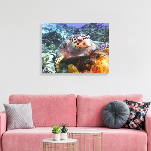 Cuzumel schildpad #4 canvas afdruk (Insitu (Woonkamer))