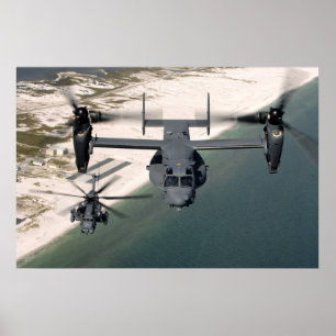 CV-22 Osprey en MH-53 Pave Low Vliegtuig Poster
