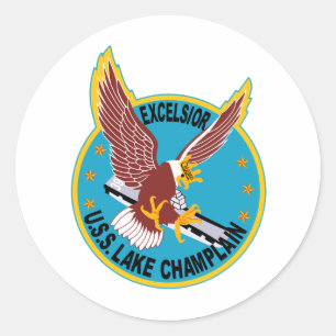 CV-39 USS LAKE CHAMPLAIN Multifunctioneel Vliegtui Ronde Sticker