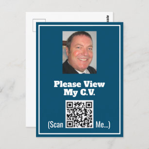 CV avec photo et code QR sur carte postale