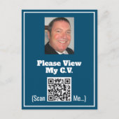 CV avec photo et code QR sur carte postale (Devant)