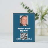 CV avec photo et code QR sur une carte postale (Debout devant)