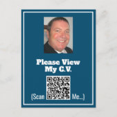 CV avec photo et code QR sur une carte postale (Devant)