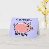 CW - Drôle Pig Carte d'anniversaire (Fleur jaune)