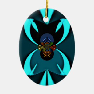 Cyaan Abstracte kunst Print Keramisch Ornament