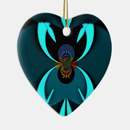 Cyaan Abstracte kunst Print Keramisch Ornament (Rechts)