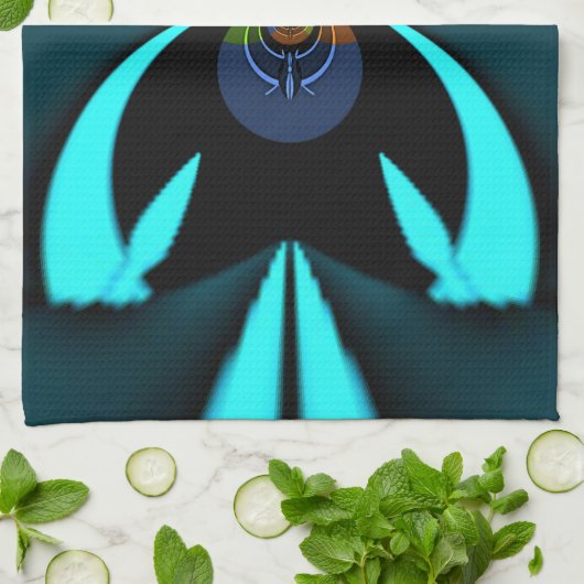 Cyaan Abstracte kunst Print Theedoek (Gevouwen)