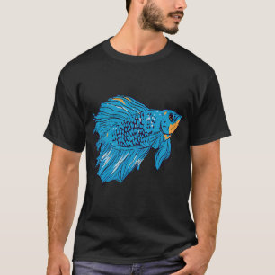 Cyaan Betta Vis Groot Patroon T-shirt