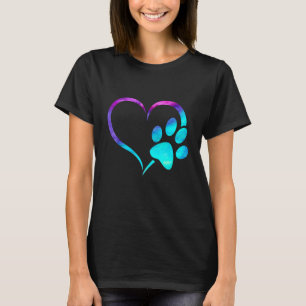 Cyaan blauwgroen blauw paars Hond druppelpoep hart T-shirt