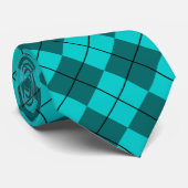 Cyaan Blauwgroen Blue Argyle Stropdas (Opgerold)