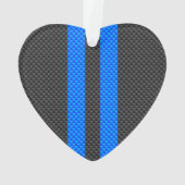 Cyaan Blue Carbon Style Racestrepes Ornament (achterkant)