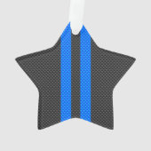 Cyaan Blue Carbon Style Racestrepes Ornament (achterkant)