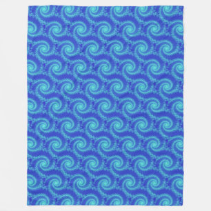 Cyaan Blue Spiral Fractal Patroon Fleece Deken