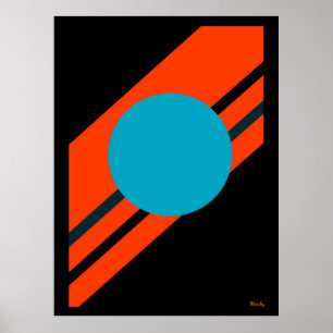 Cyaan cirkel met Oranje diagonale Bauhaus Design Poster