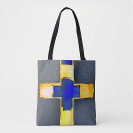 Cyaan en Gold Cross-Canvas tas