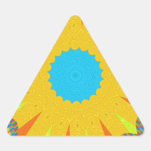 Cyaan en goud Mandala Art Print Driehoek Sticker